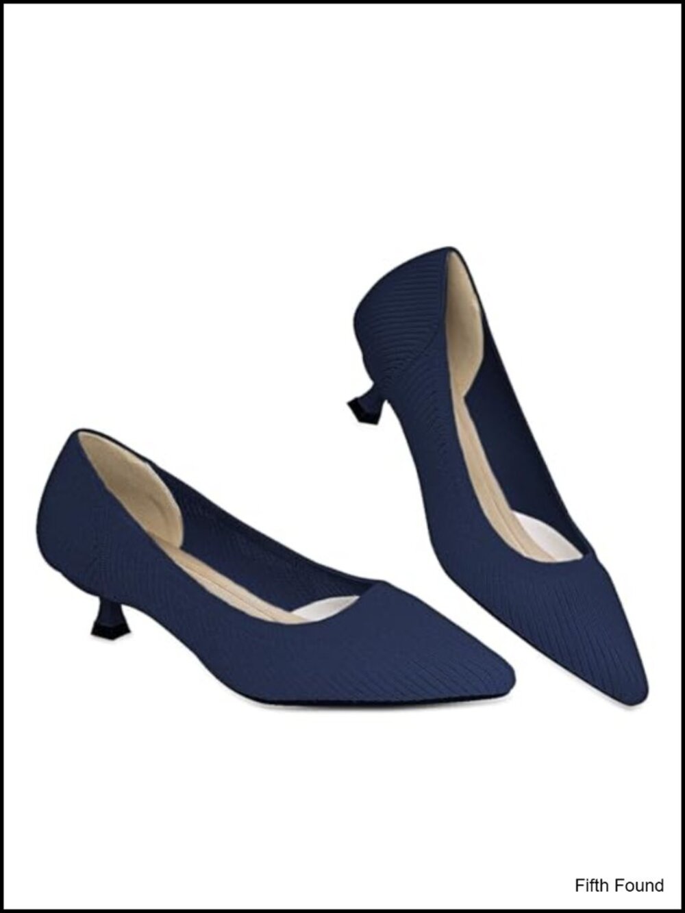 Kitten Heels Pointed Toe Knit Slip On Pumps Comfortable Office Work Dress Shoes